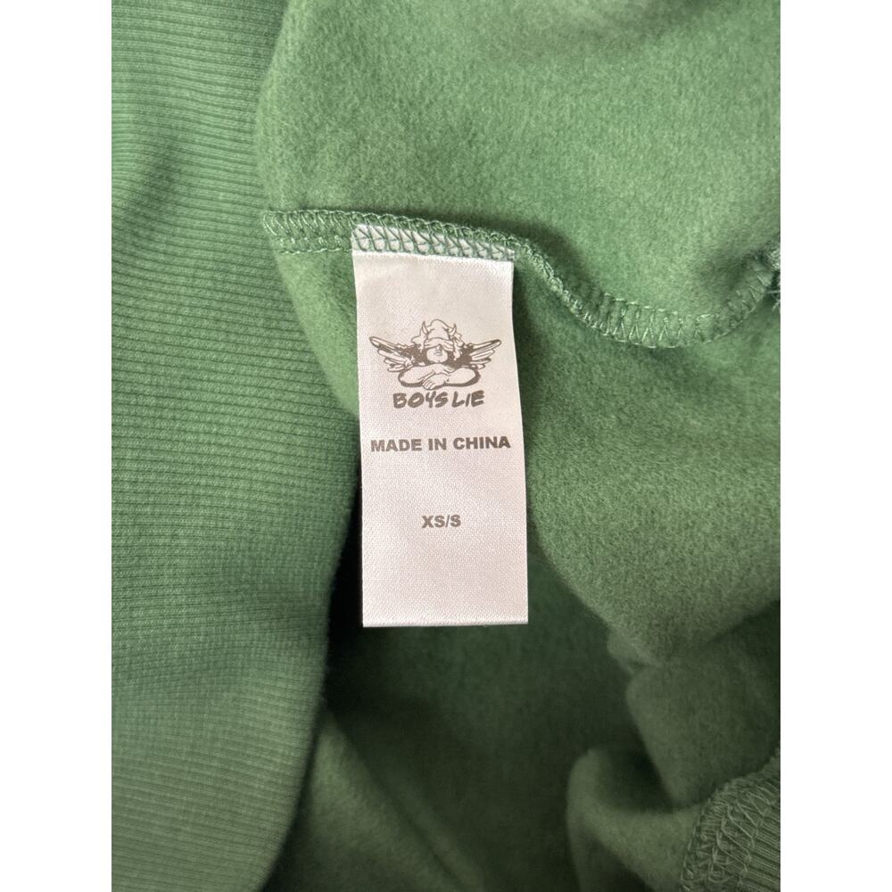 Boys Lie Charmer Hoodie XS / S Womens Green Oversized Pullover Sweatshirt - Picture 8 of 9